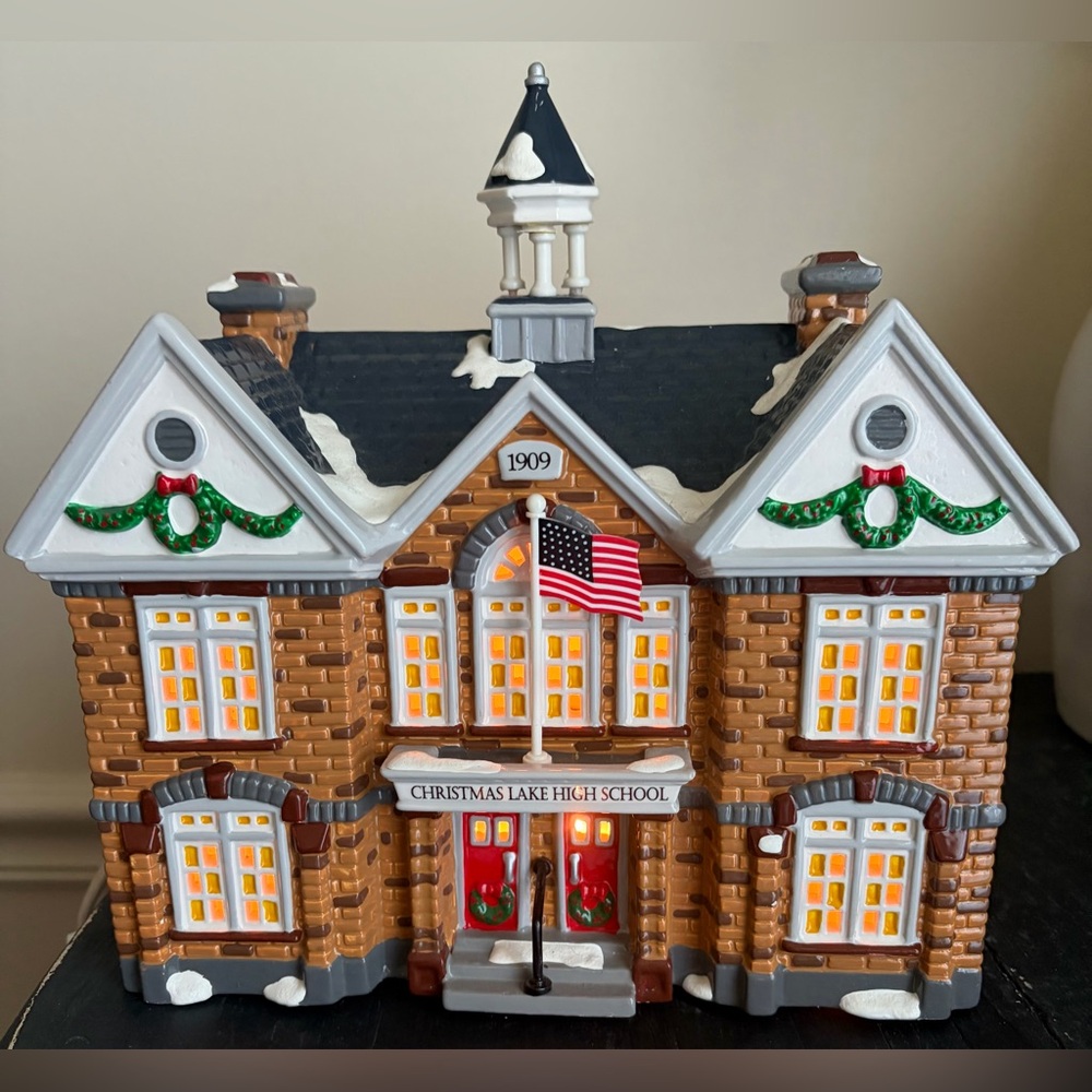 Vintage Department 56 Snow Village “Christmas Lake High School”